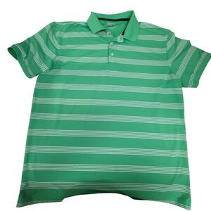 Chaps Golf 78 XL Mens Green Striped Stay-Dry‎ Performance Polo Shirt